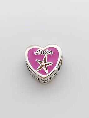 PANDORA Aruba Turtle Flowers Sea Heart Charm